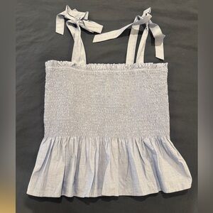 J. Crew Light Blue Smocked Tie‑Strap Camisole